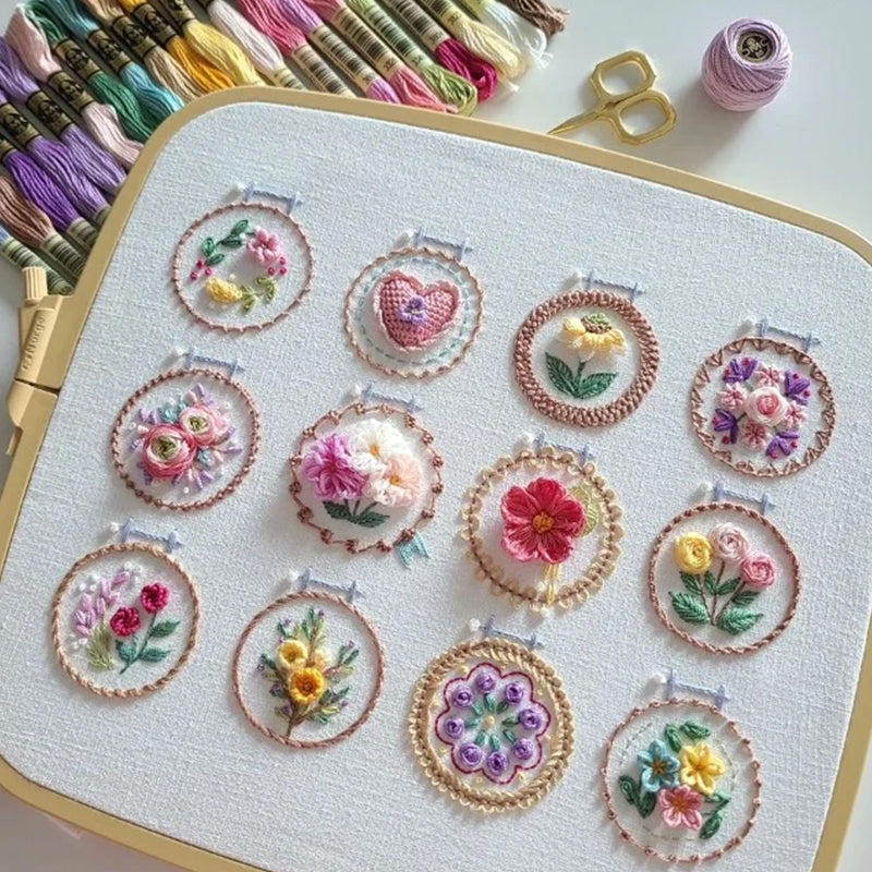 Kit da ricamo per cornice a fiore piccolo