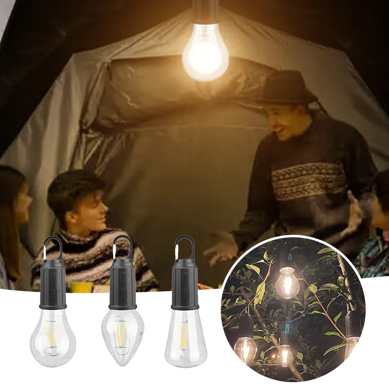 Lampadina retrò con ricarica di tipo C da campeggio all'aperto